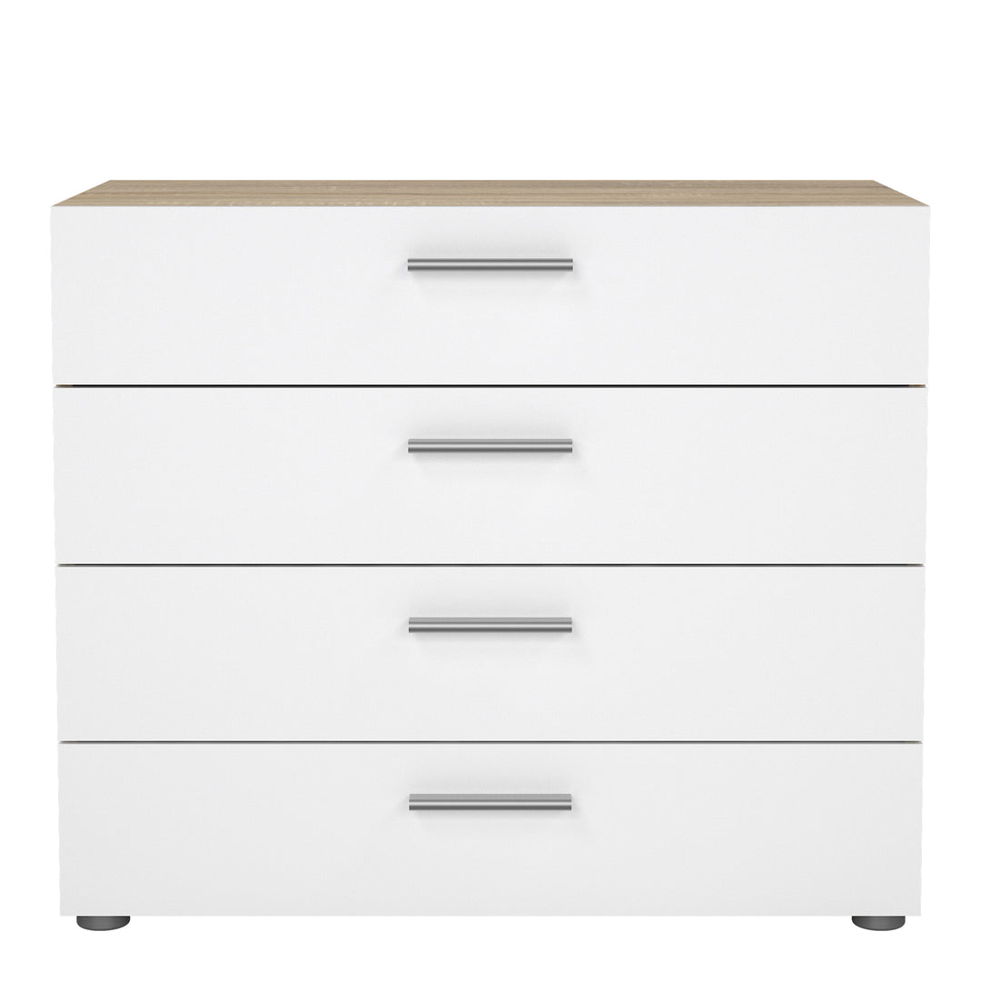Pepe Chest of 4 Drawers in Oak with White High Gloss