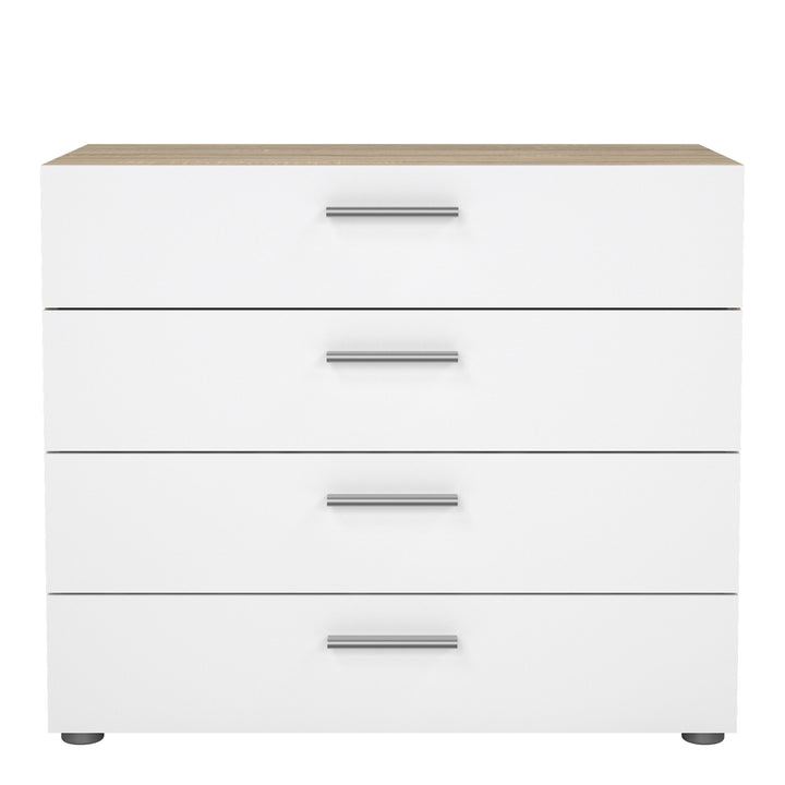Pepe Chest of 4 Drawers in Oak with White High Gloss