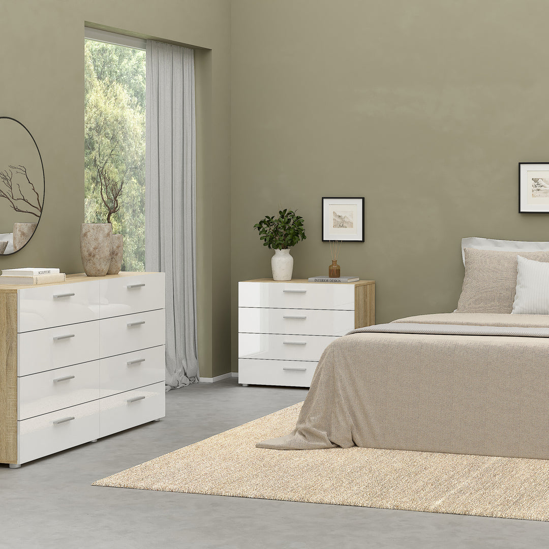 Pepe Chest of 4 Drawers in Oak with White High Gloss