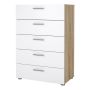 Pepe Chest of 5 Drawers in Oak with White Gloss
