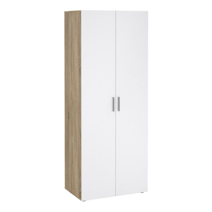Pepe Wardrobe with 2 doors in Oak with White High Gloss