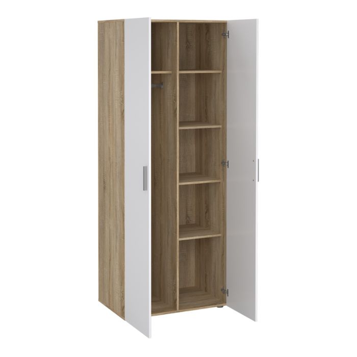 Pepe Wardrobe with 2 doors in Oak with White High Gloss