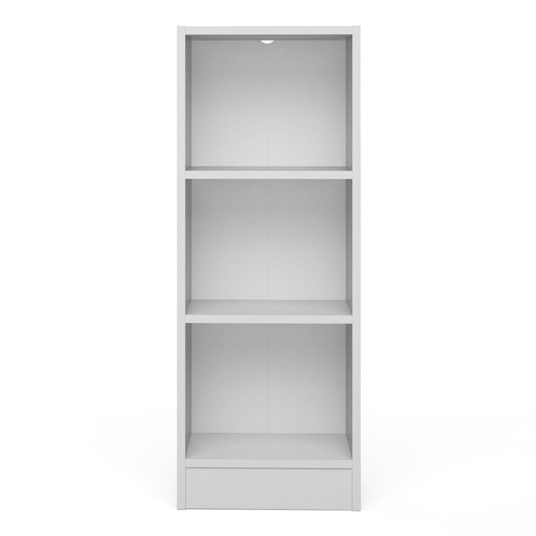 Basic Low Narrow 2 Shelf Bookcase in White