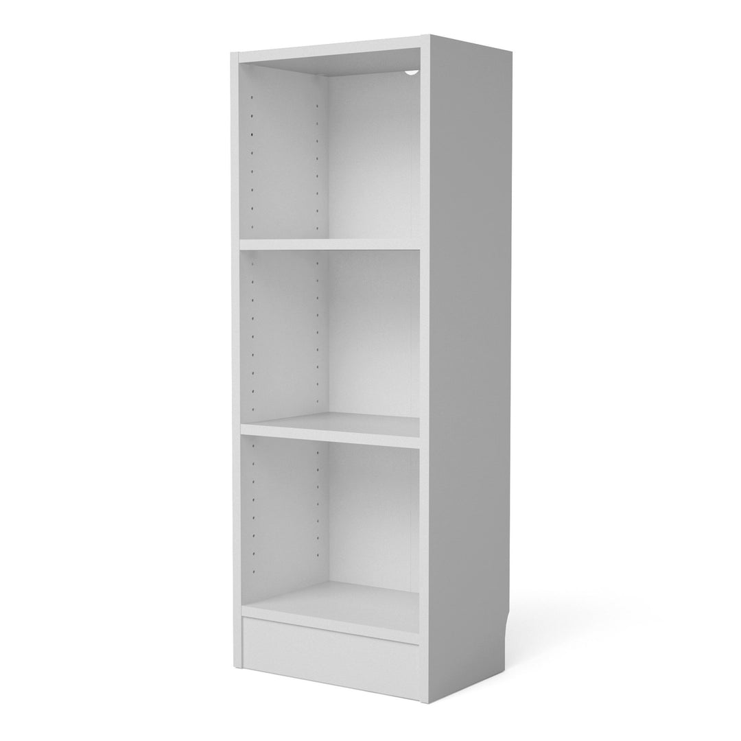 Basic Low Narrow 2 Shelf Bookcase in White