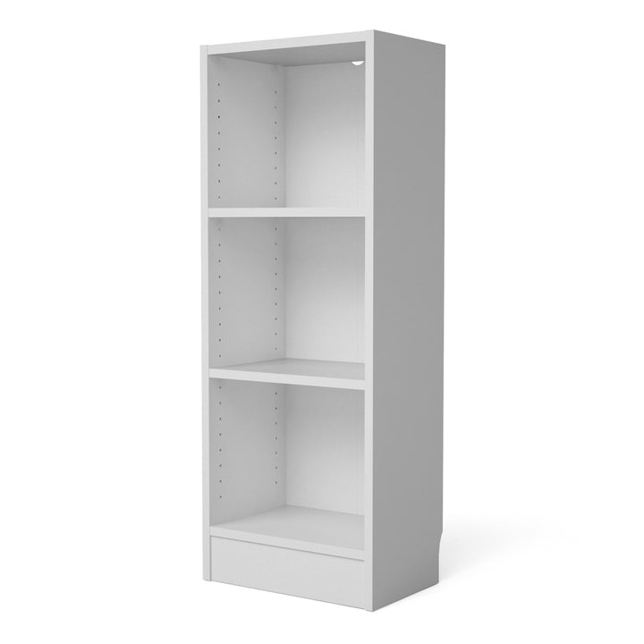 Basic Low Narrow 2 Shelf Bookcase in White