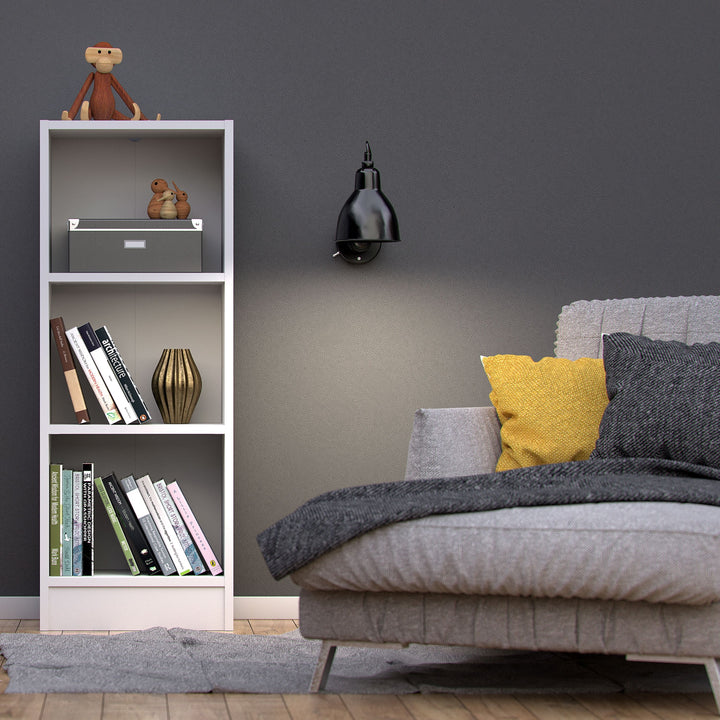 Basic Low Narrow 2 Shelf Bookcase in White