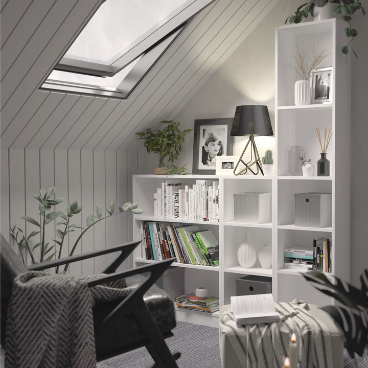 Basic Low Narrow 2 Shelf Bookcase in White