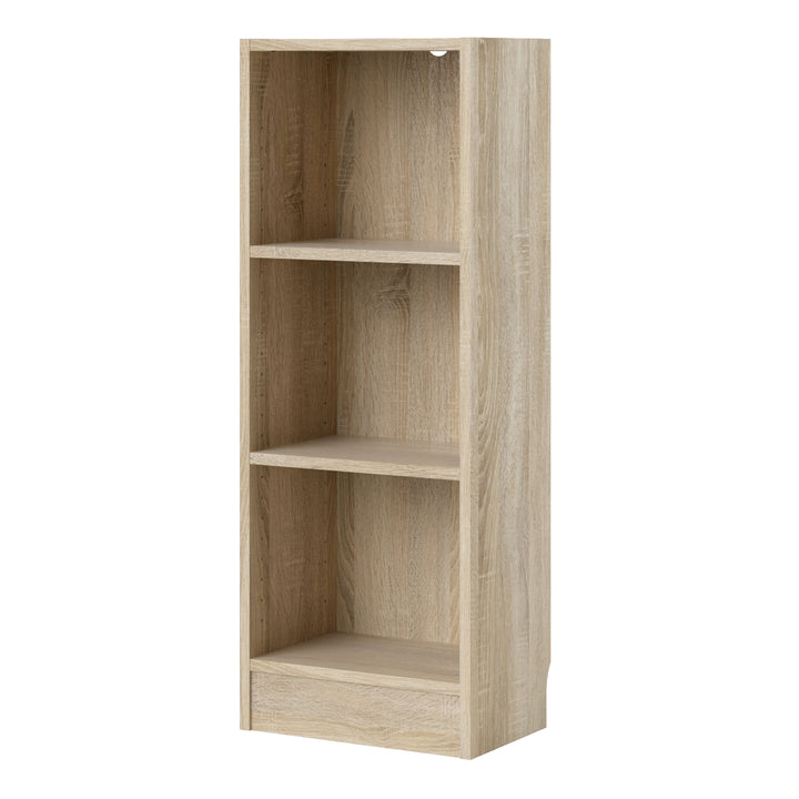Basic Low Narrow Bookcase with 2 Shelves in Oak
