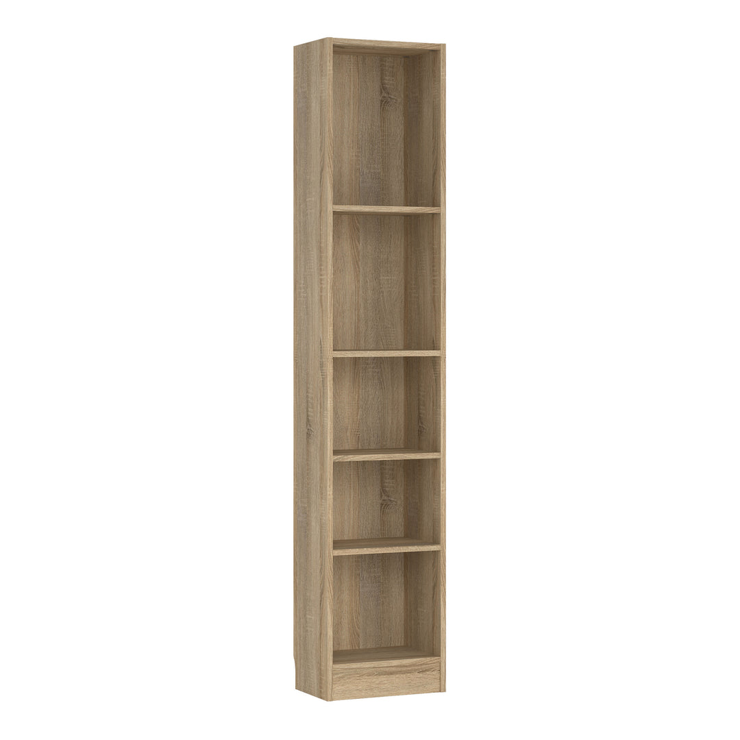 Basic Tall Narrow 4 Shelf Bookcase in Oak