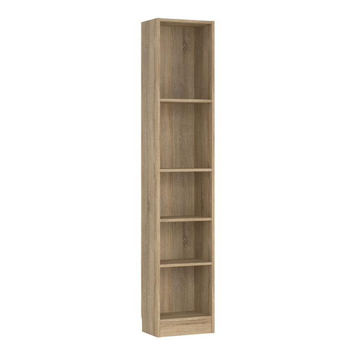 Basic Tall Narrow 4 Shelf Bookcase in Oak