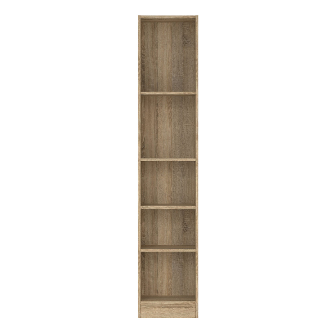 Basic Tall Narrow 4 Shelf Bookcase in Oak