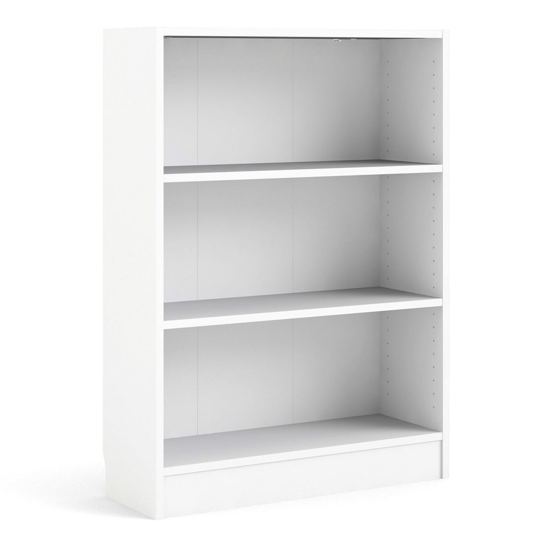 Basic Low Wide 2 Shelf Bookcase in White