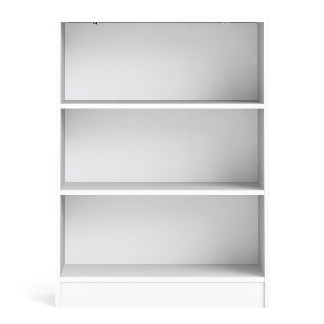 Basic Low Wide 2 Shelf Bookcase in White