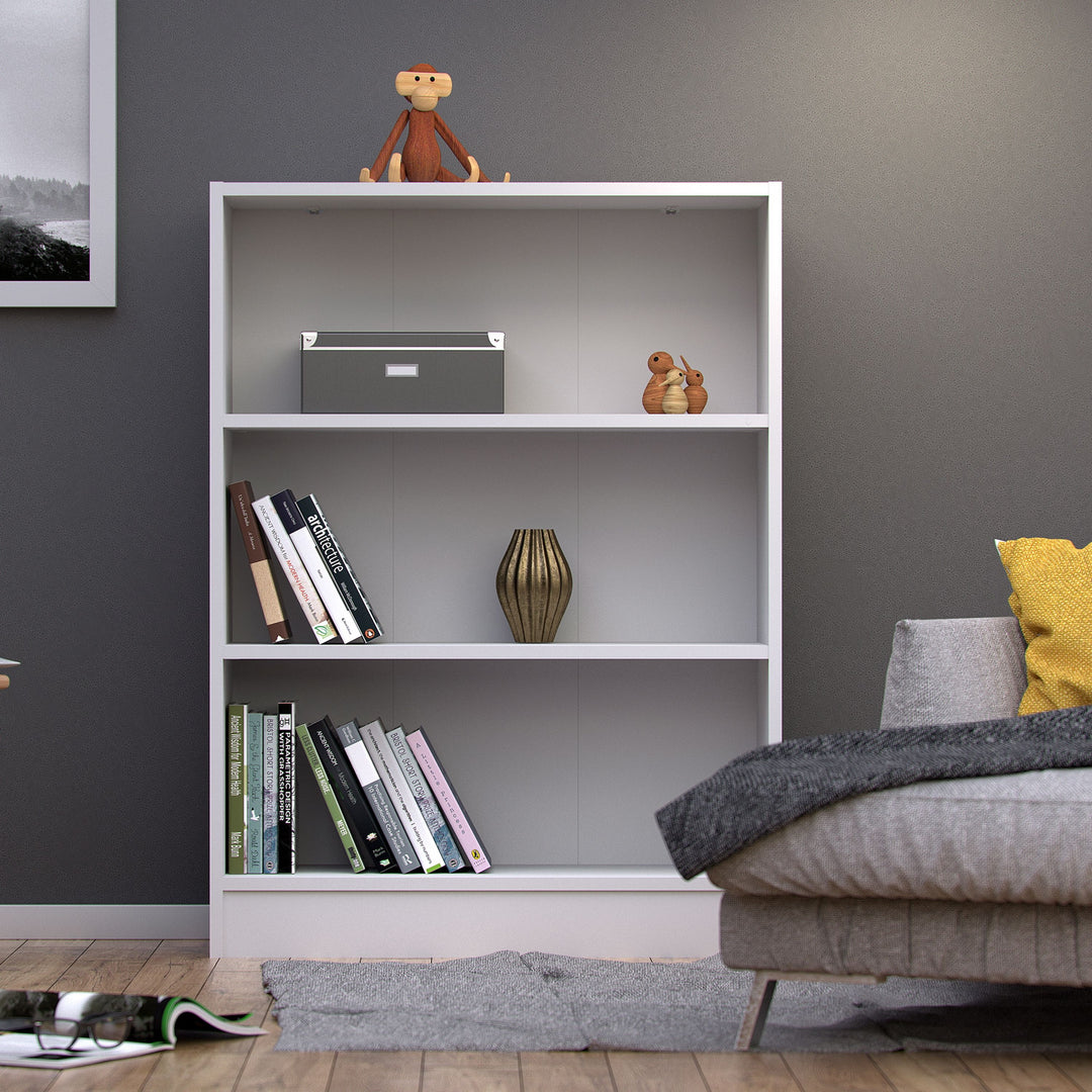 Basic Low Wide 2 Shelf Bookcase in White