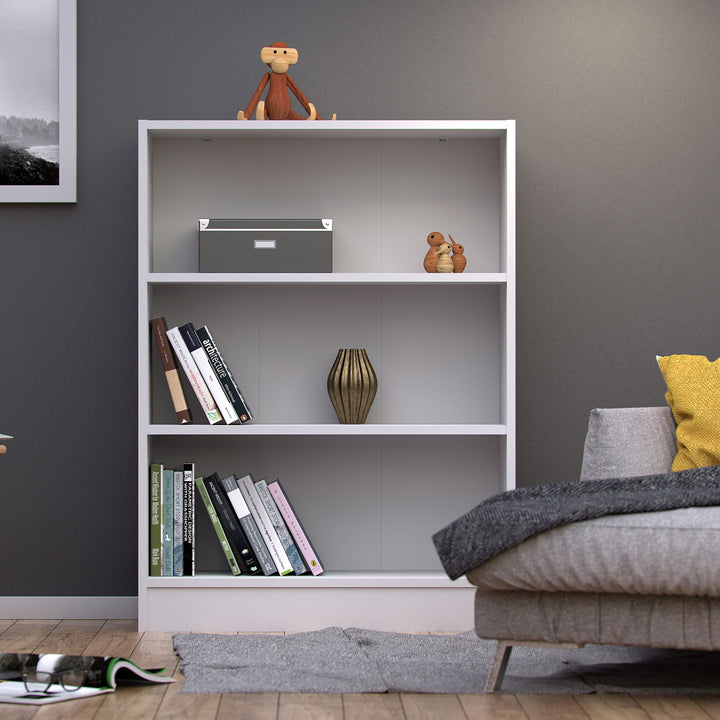 Basic Low Wide 2 Shelf Bookcase in White