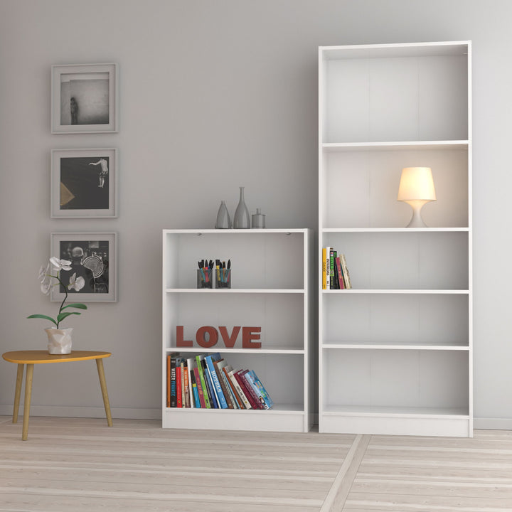 Basic Low Wide 2 Shelf Bookcase in White