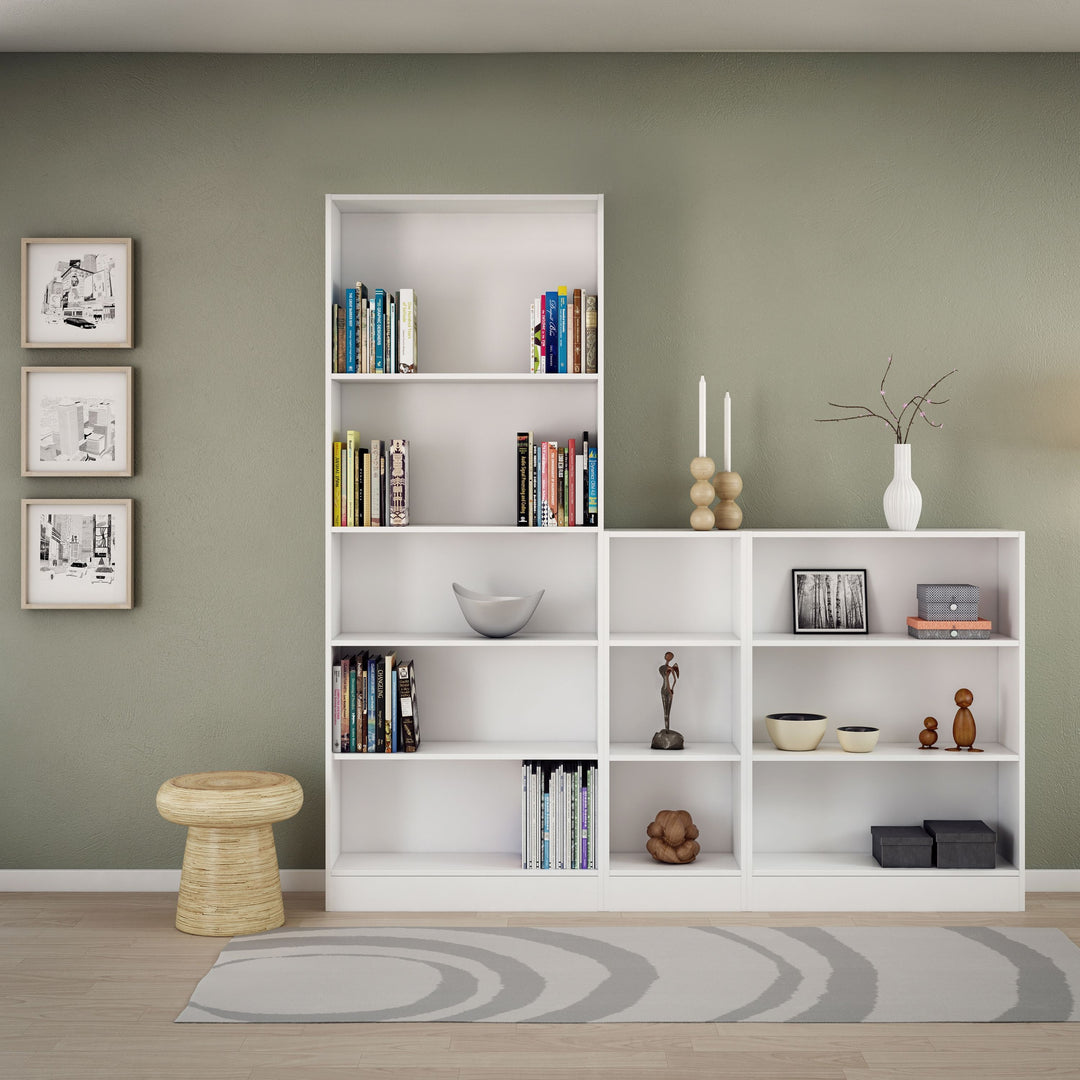 Basic Low Wide 2 Shelf Bookcase in White