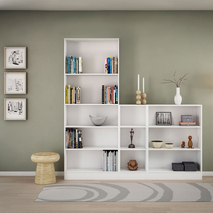 Basic Low Wide 2 Shelf Bookcase in White