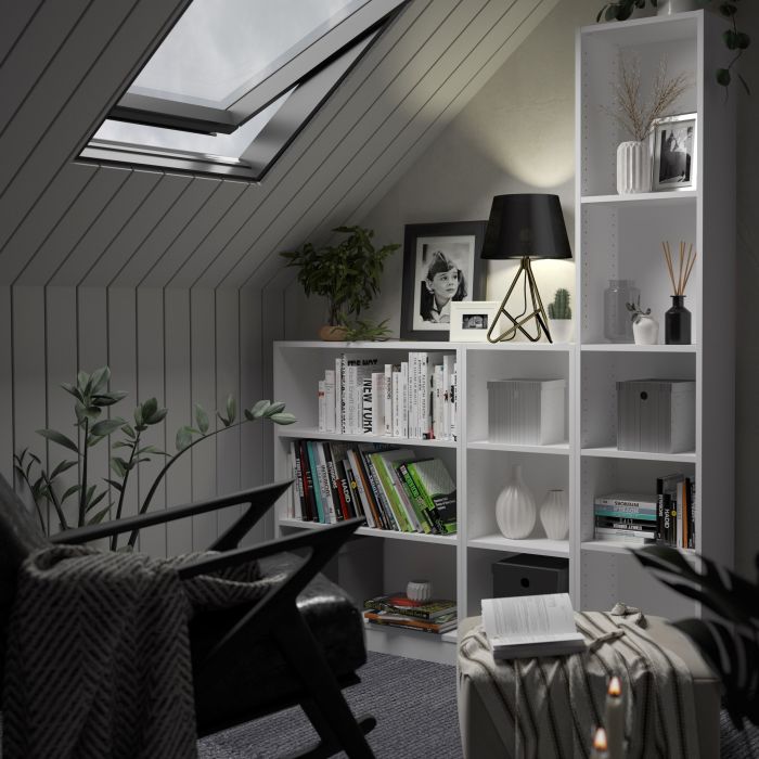 Basic Low Wide 2 Shelf Bookcase in White