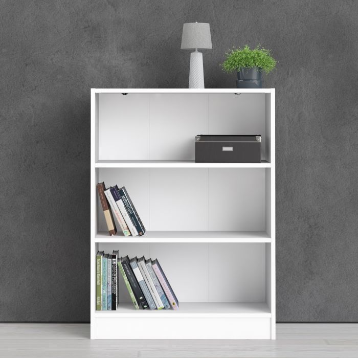 Basic Low Wide 2 Shelf Bookcase in White