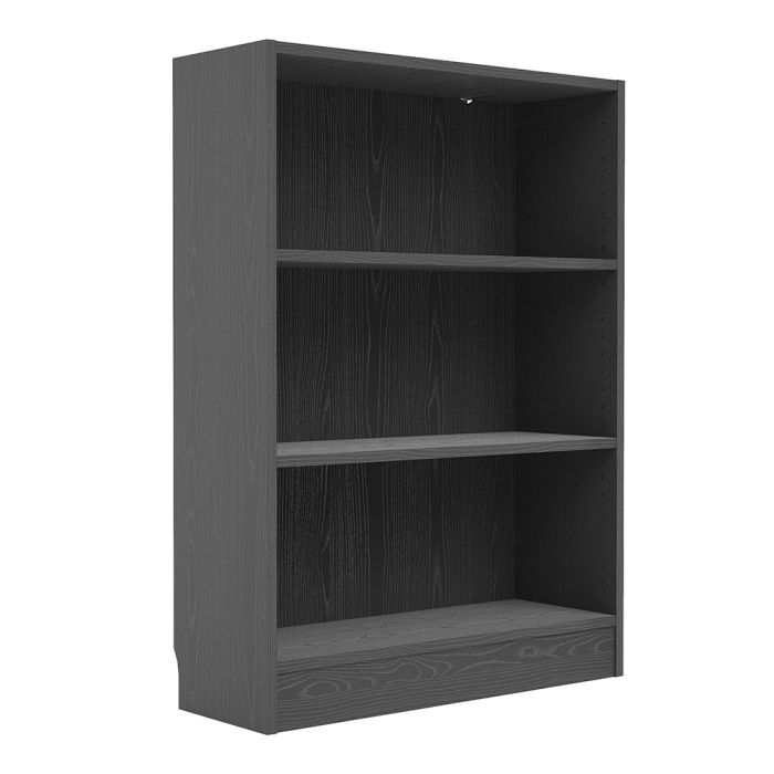 Basic Low Wide Bookcase (2 Shelves) in Black Woodgrain