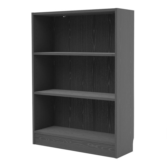 Basic Low Wide Bookcase (2 Shelves) in Black Woodgrain