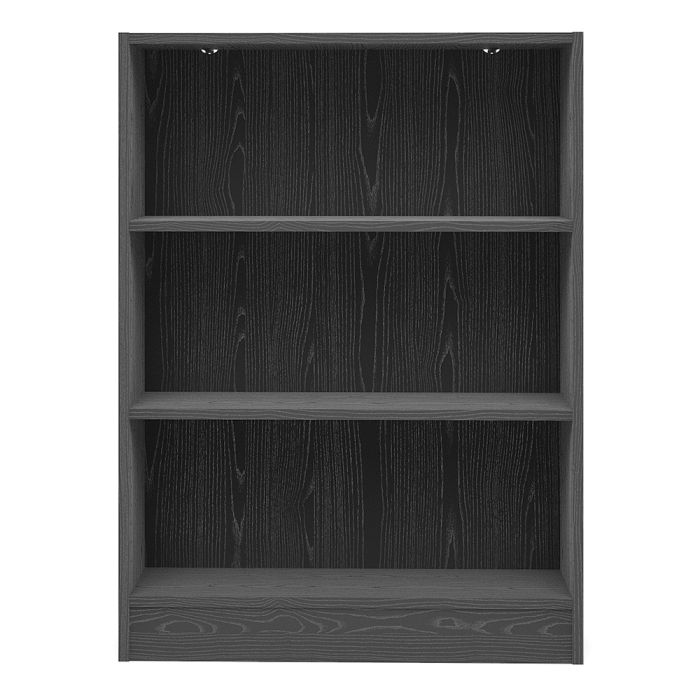 Basic Low Wide Bookcase (2 Shelves) in Black Woodgrain