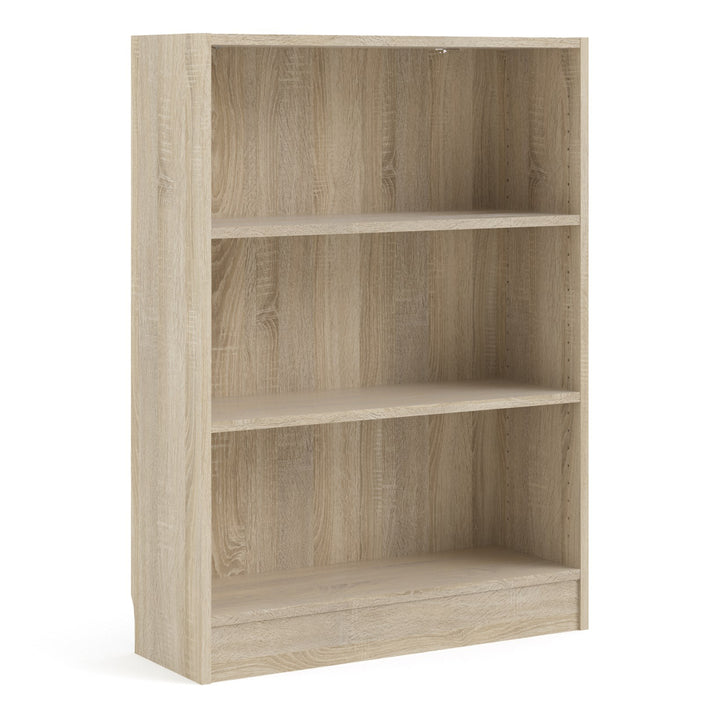 Basic Low Wide 2 Shelf Bookcase in Oak