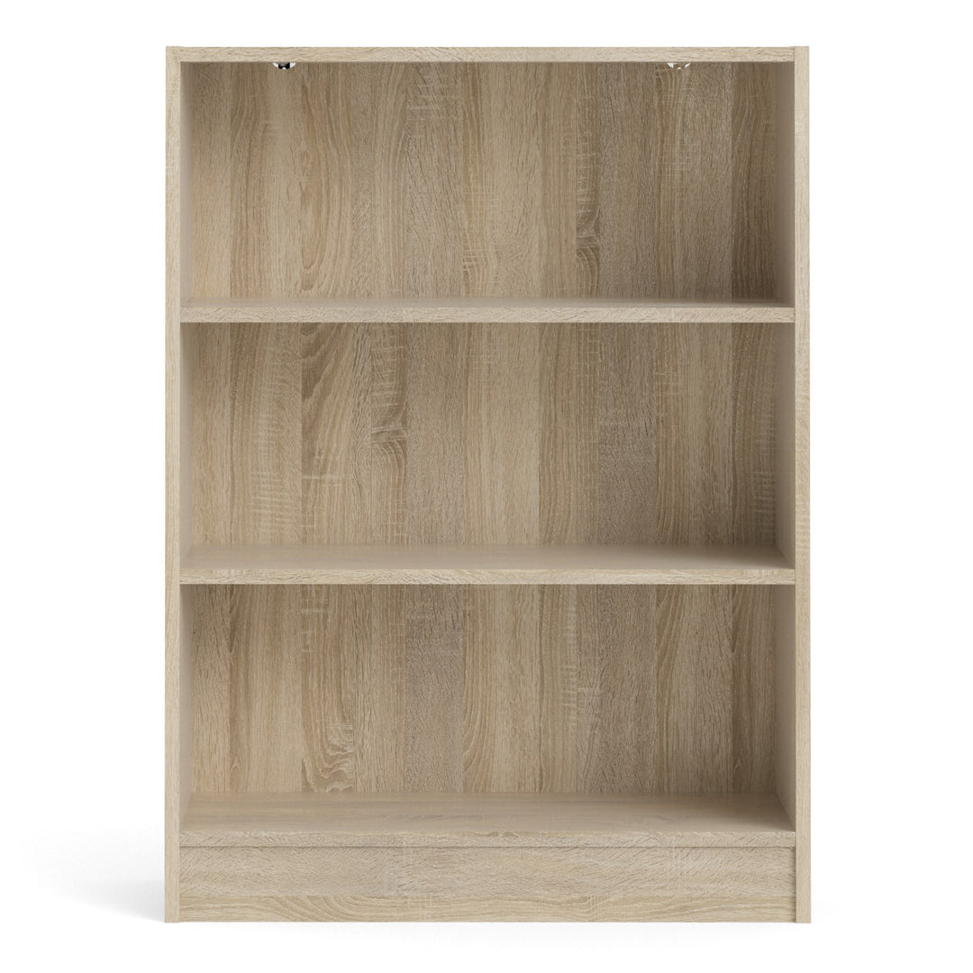 Basic Low Wide 2 Shelf Bookcase in Oak