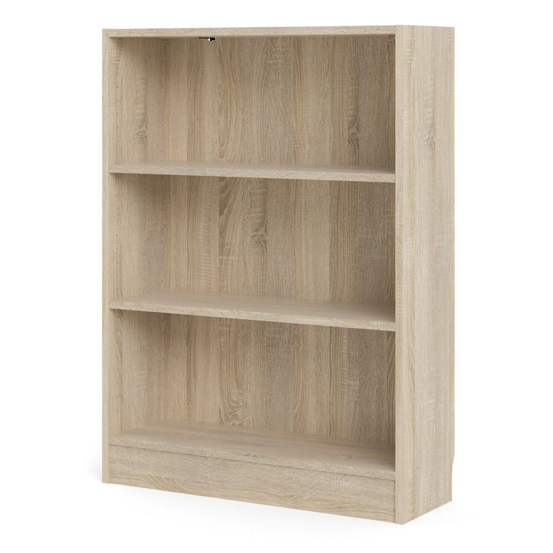 Basic Low Wide 2 Shelf Bookcase in Oak