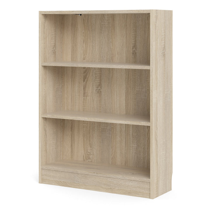 Basic Low Wide 2 Shelf Bookcase in Oak