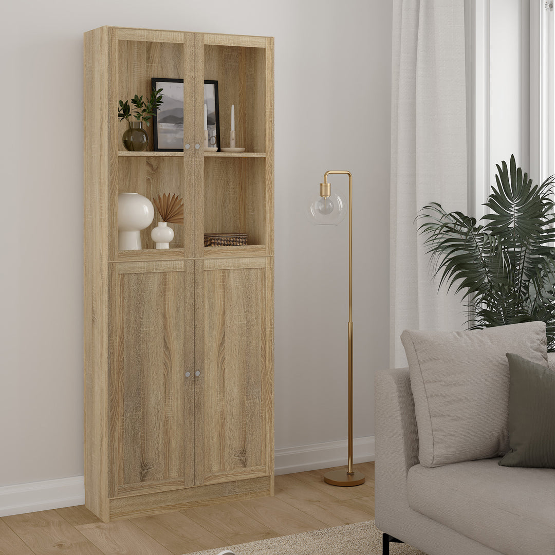 Basic Tall Wide 4 Shelf Bookcase in Oak