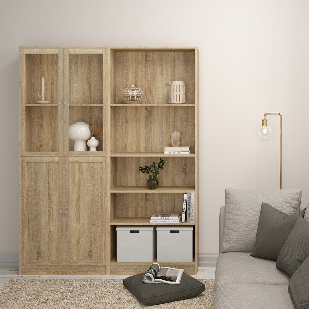 Basic Tall Wide 4 Shelf Bookcase in Oak
