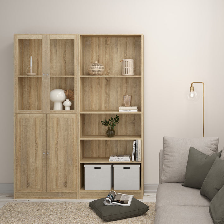 Basic Tall Wide 4 Shelf Bookcase in Oak