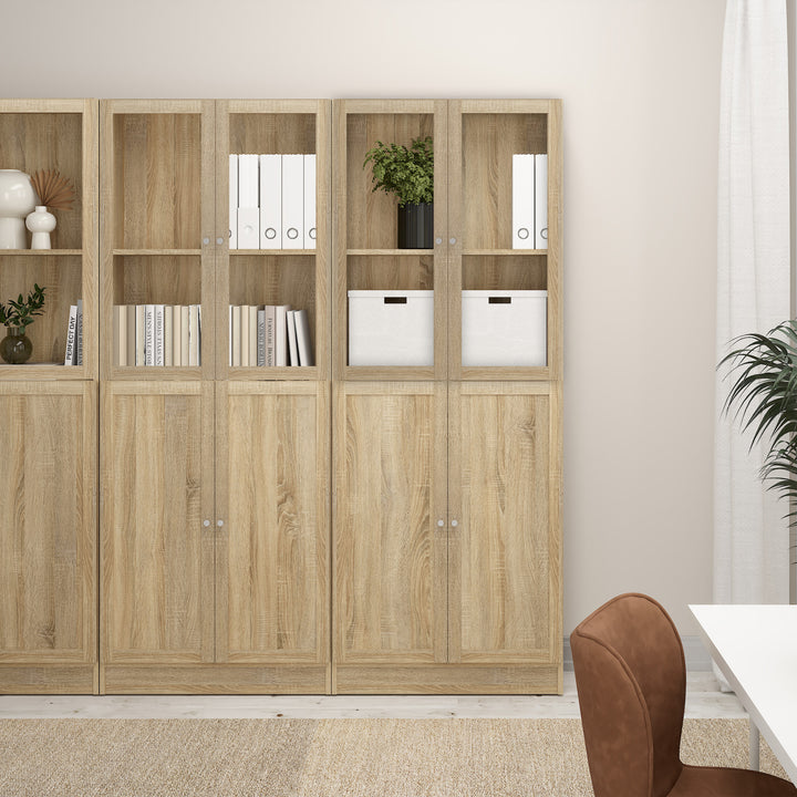 Basic Tall Wide 4 Shelf Bookcase in Oak