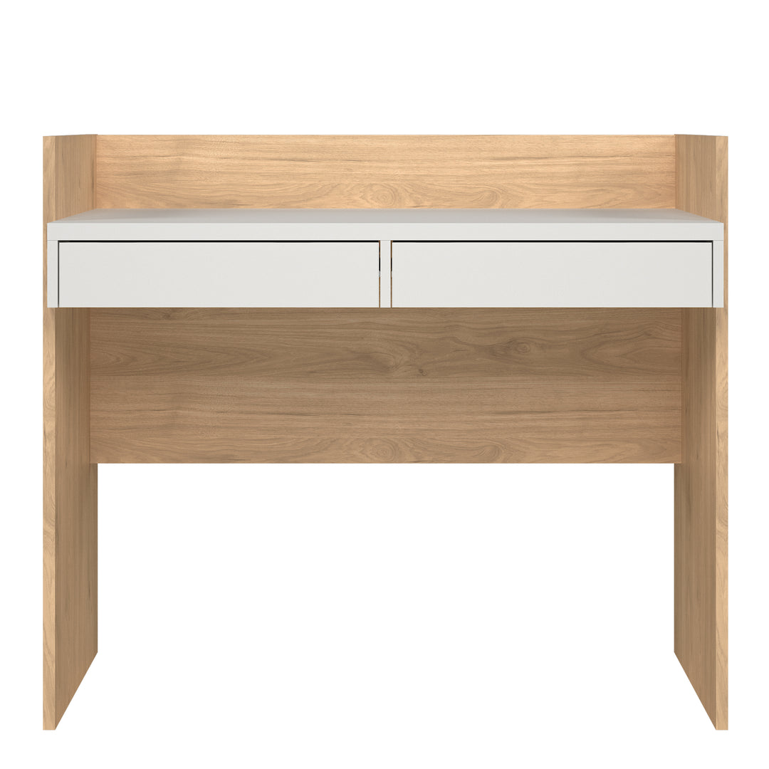 Function Plus Desk with 2 Drawers in Oak and White