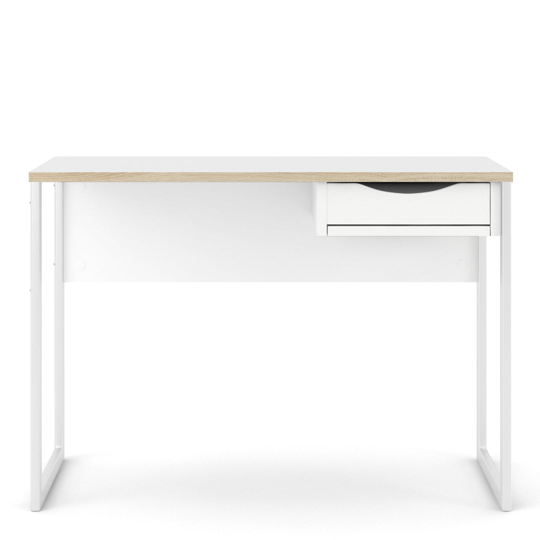 Function Plus Desk White with Oak Trim 1 Drawer