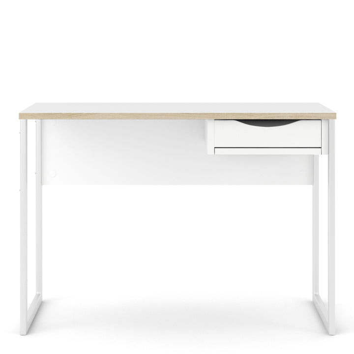 Function Plus Desk White with Oak Trim 1 Drawer