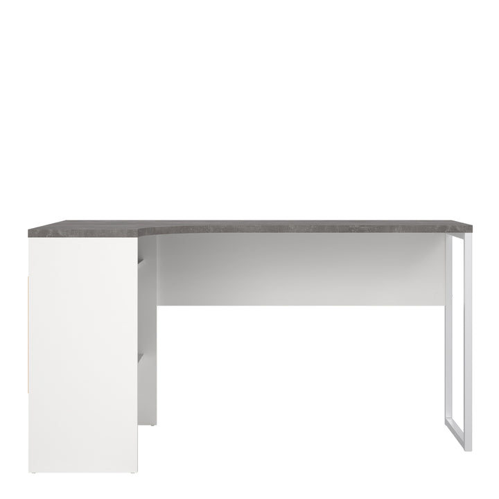 Function Plus Corner Desk White and Grey 2 Drawers