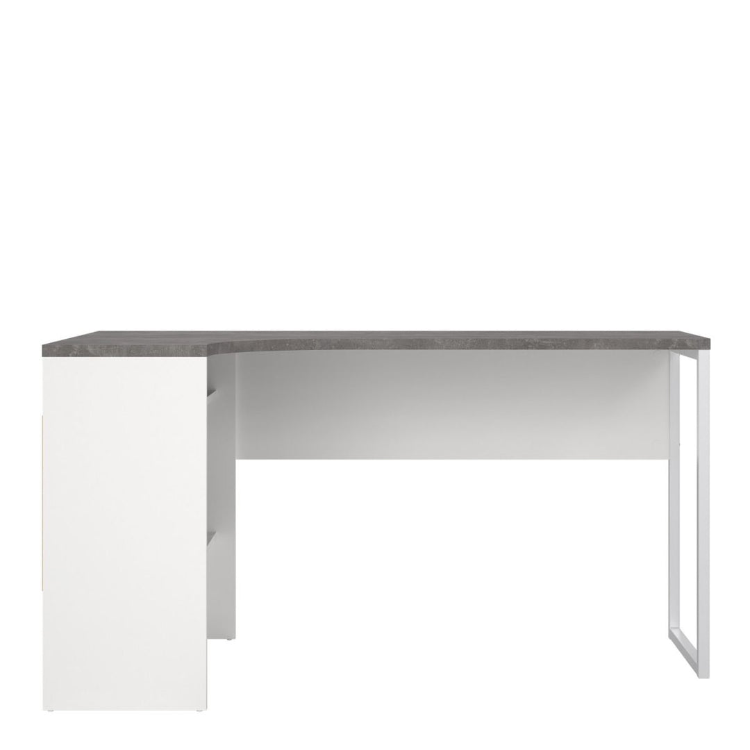 Function Plus Corner Desk White and Grey 2 Drawers