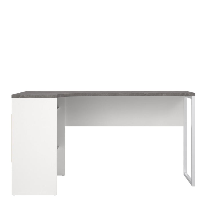 Function Plus Corner Desk White and Grey 2 Drawers