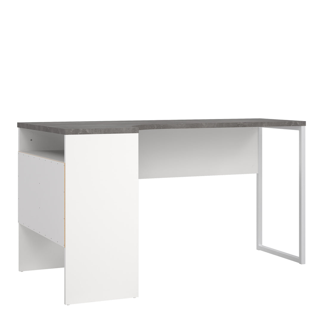 Function Plus Corner Desk White and Grey 2 Drawers