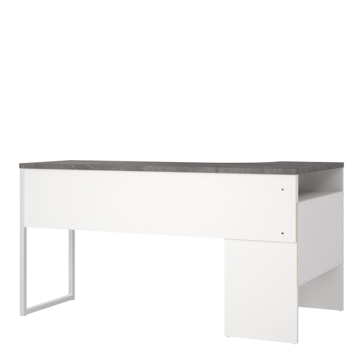 Function Plus Corner Desk White and Grey 2 Drawers