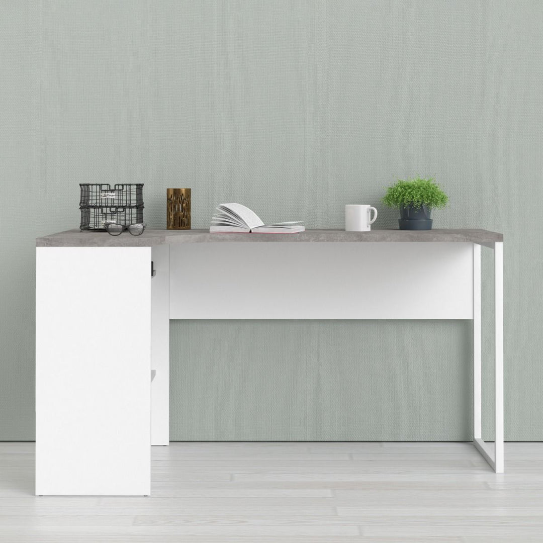Function Plus Corner Desk White and Grey 2 Drawers
