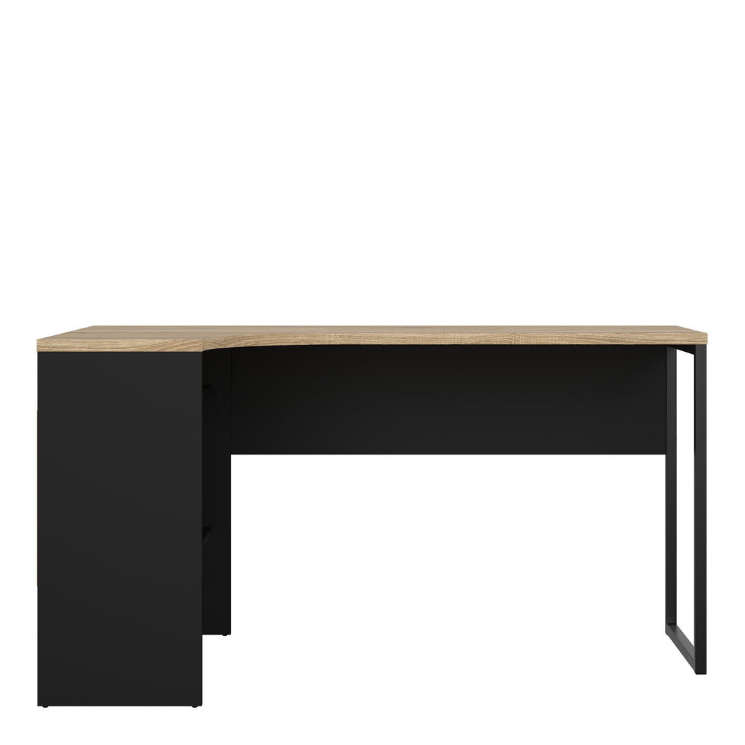 Function Plus Corner Desk with 2 Drawers in Black and Oak