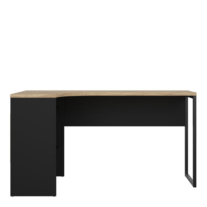 Function Plus Corner Desk with 2 Drawers in Black and Oak