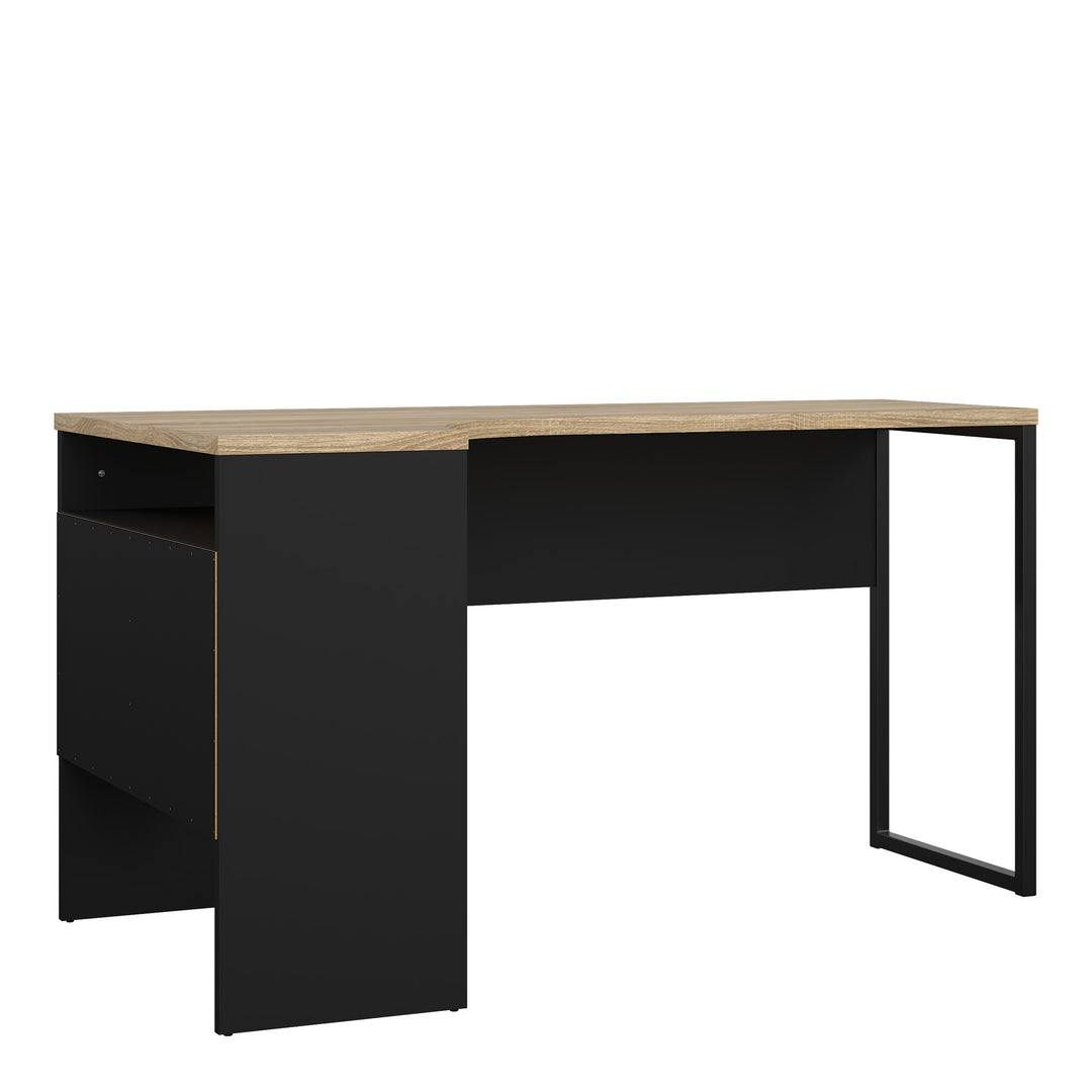 Function Plus Corner Desk with 2 Drawers in Black and Oak