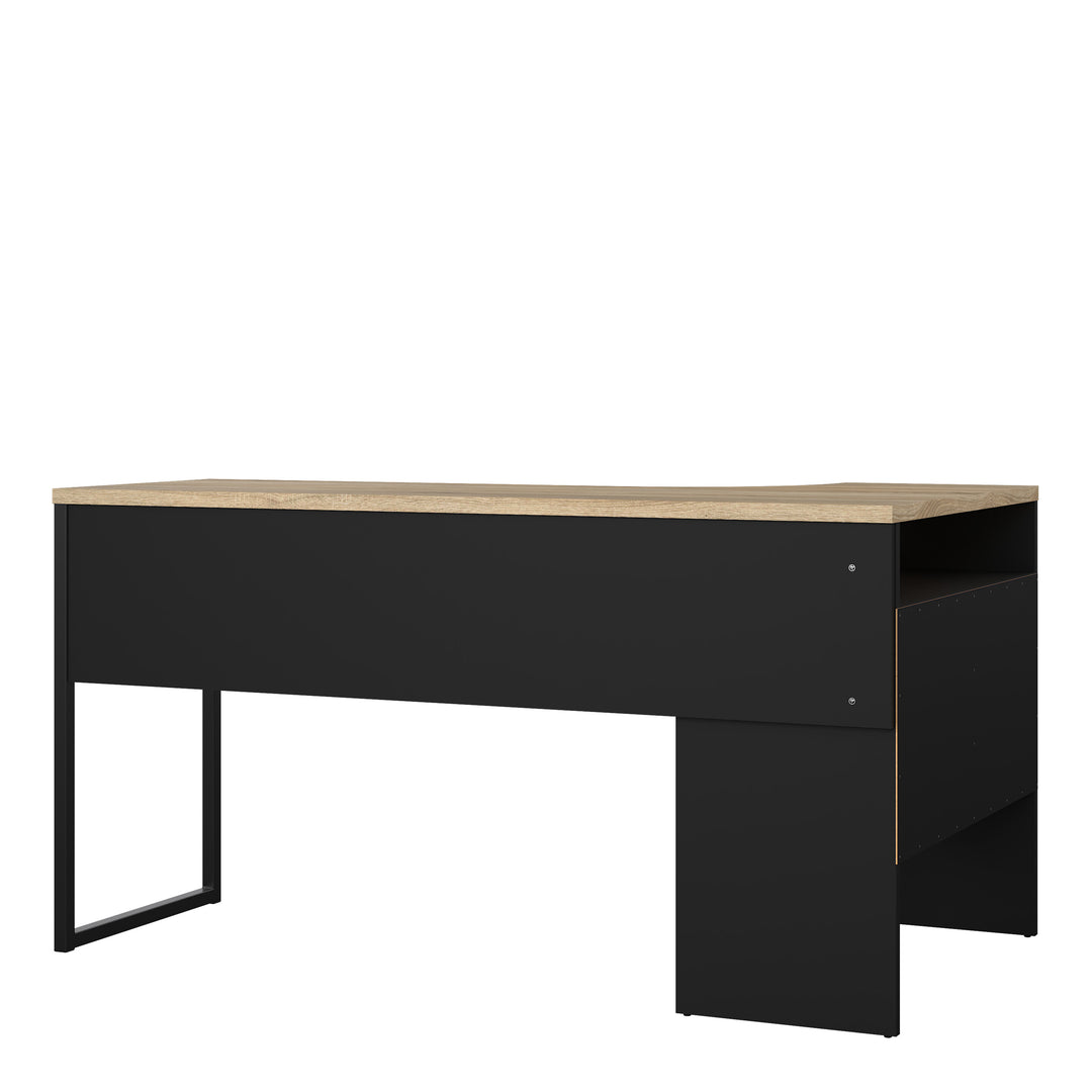 Function Plus Corner Desk with 2 Drawers in Black and Oak