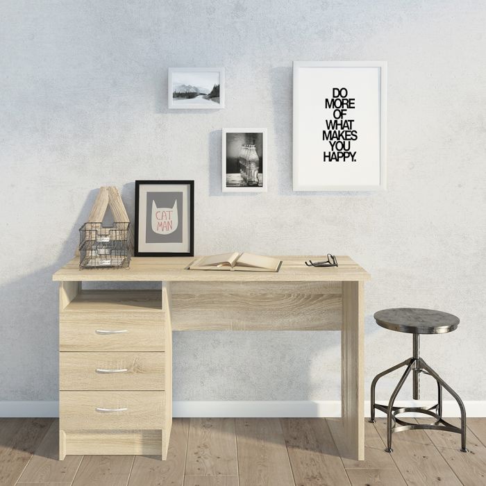 Function Plus Desk with 3 Drawers in Oak