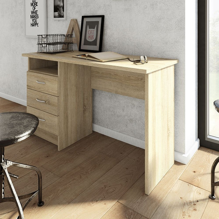 Function Plus Desk with 3 Drawers in Oak